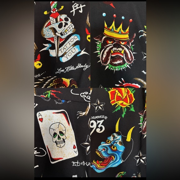 ED HARDY Bold Graphic Tattoo Men’s Short Sleeve Shirt,Skull,Rose,Tiger, Iconic,M - Picture 7 of 16